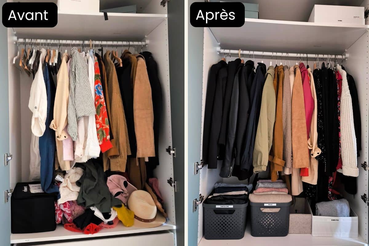 Placard avant après rangement – home organiser Lyon Rhône-Alpes